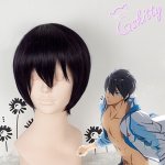 画像: 20% OFF! Free!フリー　岩鳶高校　七瀬 遙　アニメ版　ダークパープル＋ブラック　ミクス　コスプレウィッグ