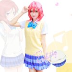 画像: ラブライブ　制服　矢澤 にこセーターピンク+全員セーター黄色　コスプレ衣装